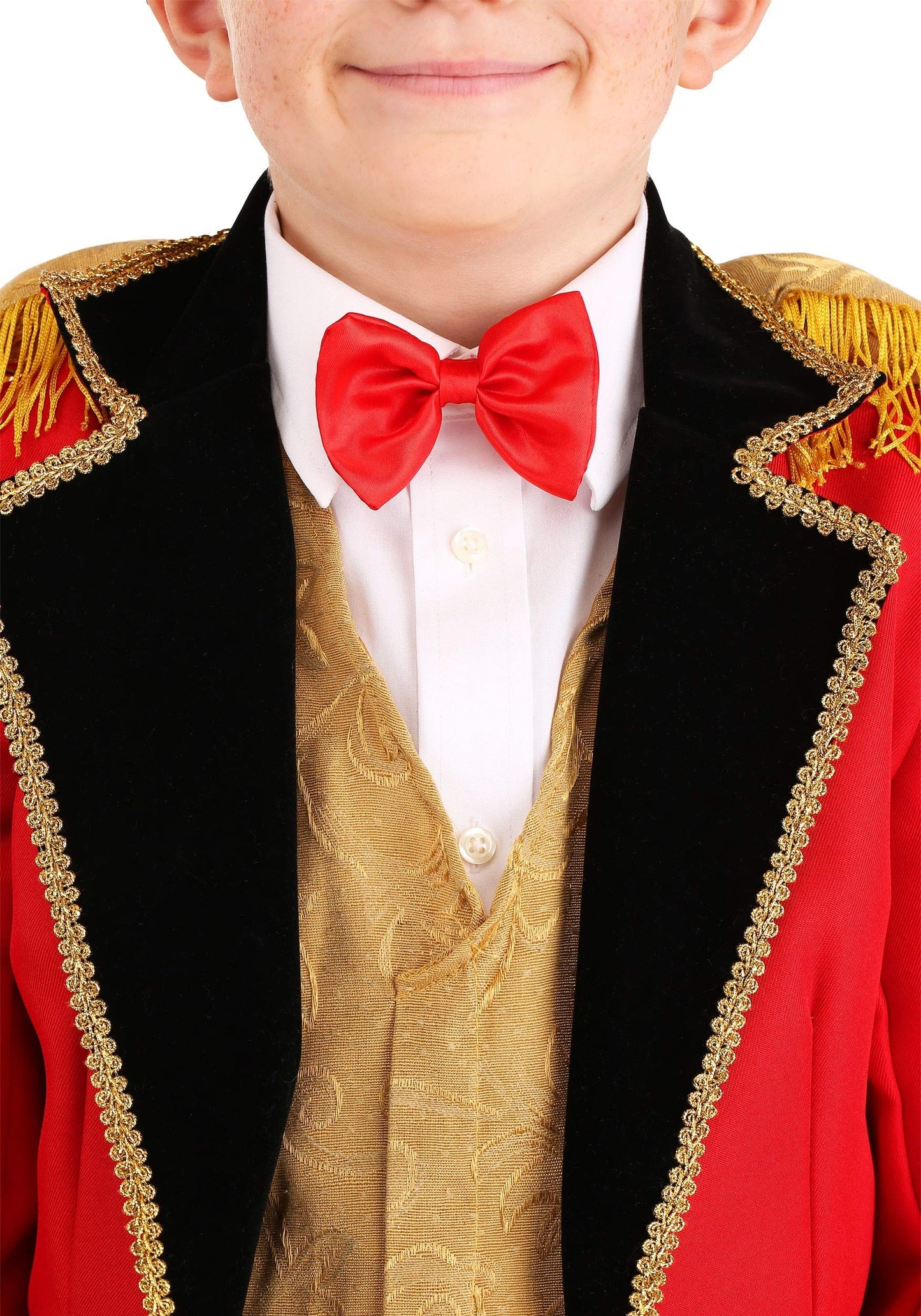 Ringmaster Costume For Kids | Child Circus Costume Includes Tailcoat Jacket, Vest, Bow Tie, Hat, And Boot Covers Red