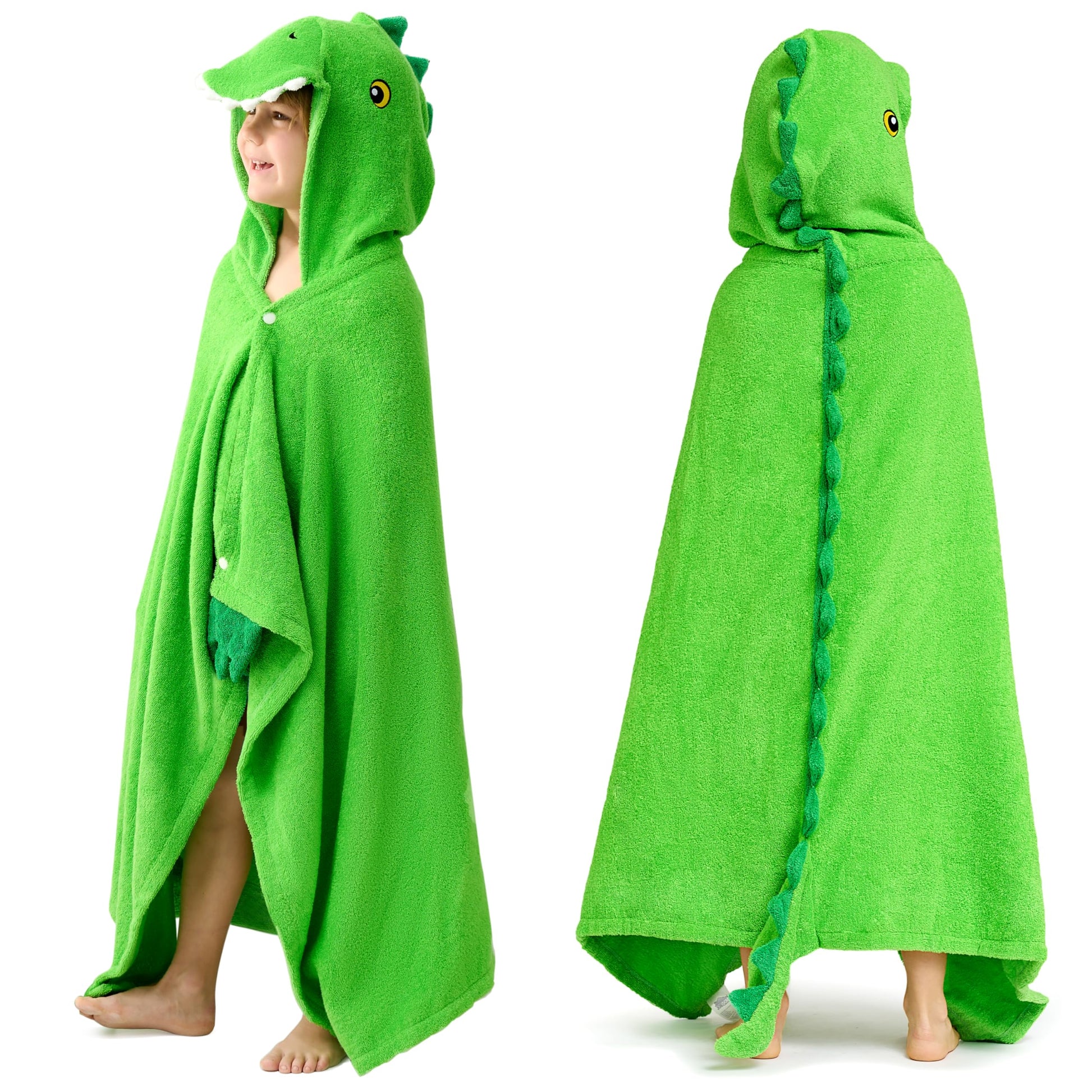Joiedomi Dinosaur Hooded Towel For Kids - Soft 100% Cotton Bath Beach Towel - 30' X 50' For Kids 3-10 Years - Toddler Pool Tow