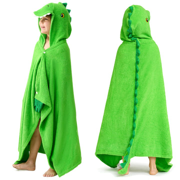 Joiedomi Dinosaur Hooded Towel For Kids - Soft 100% Cotton Bath Beach Towel - 30' X 50' For Kids 3-10 Years - Toddler Pool Tow