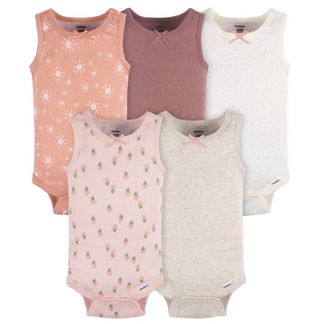 Gerber Baby Girls Multi-Pack Sleeveless Onesies Bodysuit Flowers 6-9 Months