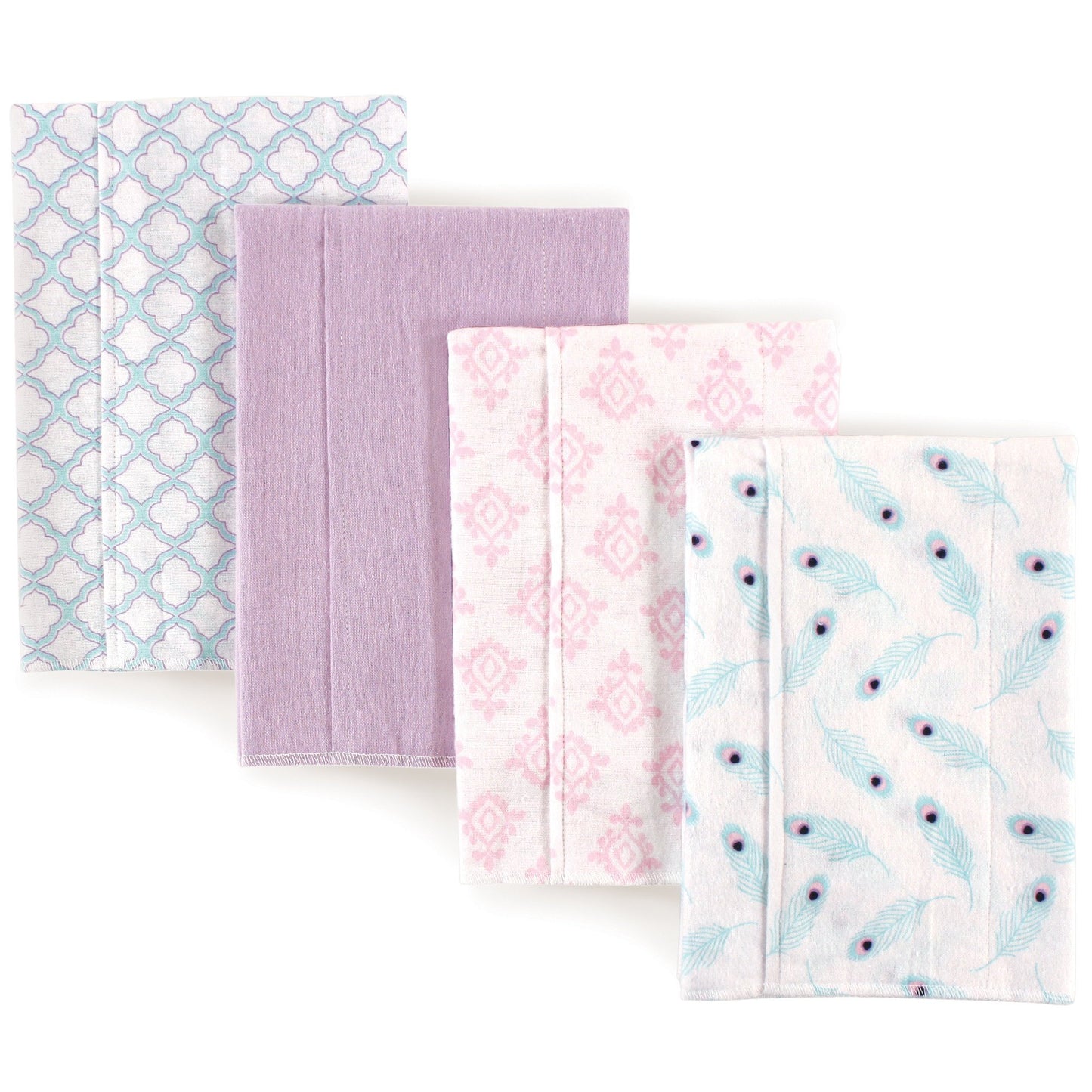 Hudson Baby Unisex Baby Cotton Flannel Burp Cloths, Peacock Feather, One Size