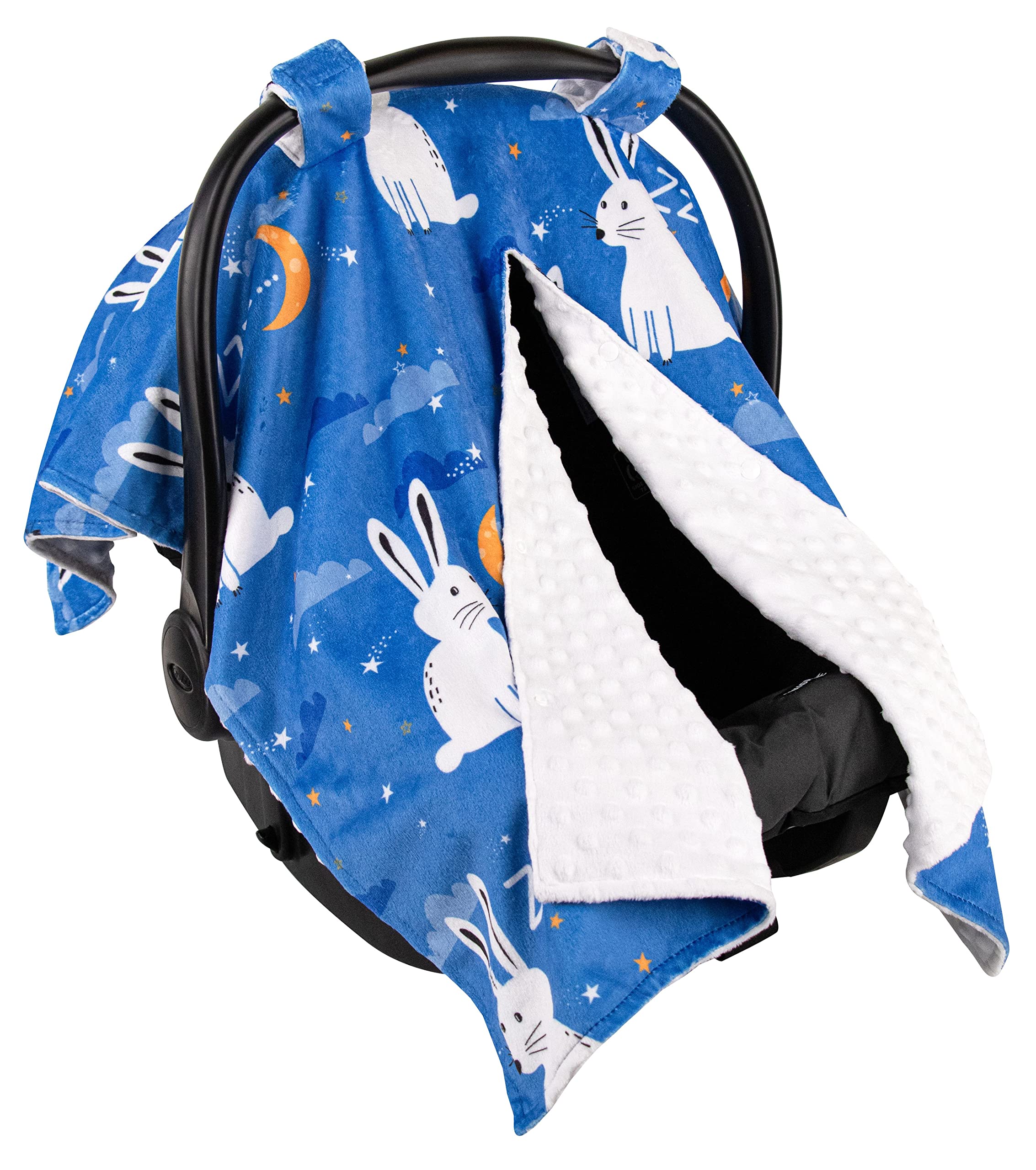 Top Tots Deluxe Minky Baby Car Seat Cover - Nighttime Bunnies, 40 X 29 Inch Whit WBCBBB0B3VJ7ZZG
