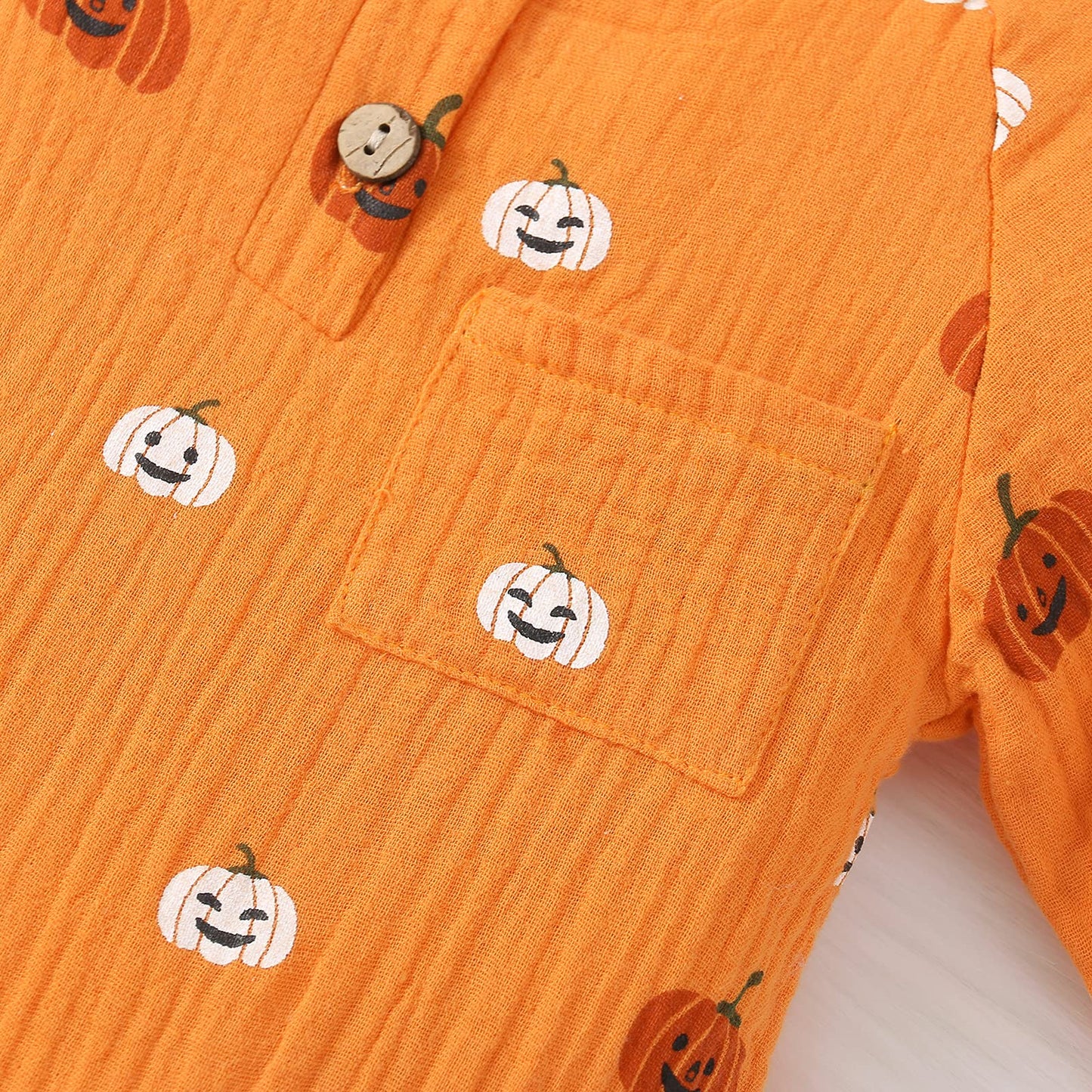 Halloween Baby Boy Girl Outfit Pumpkin Long Sleeve Onesie Romper Jumpsuit Halloween Clothes Girl Boy (Orange,6-12 Months)