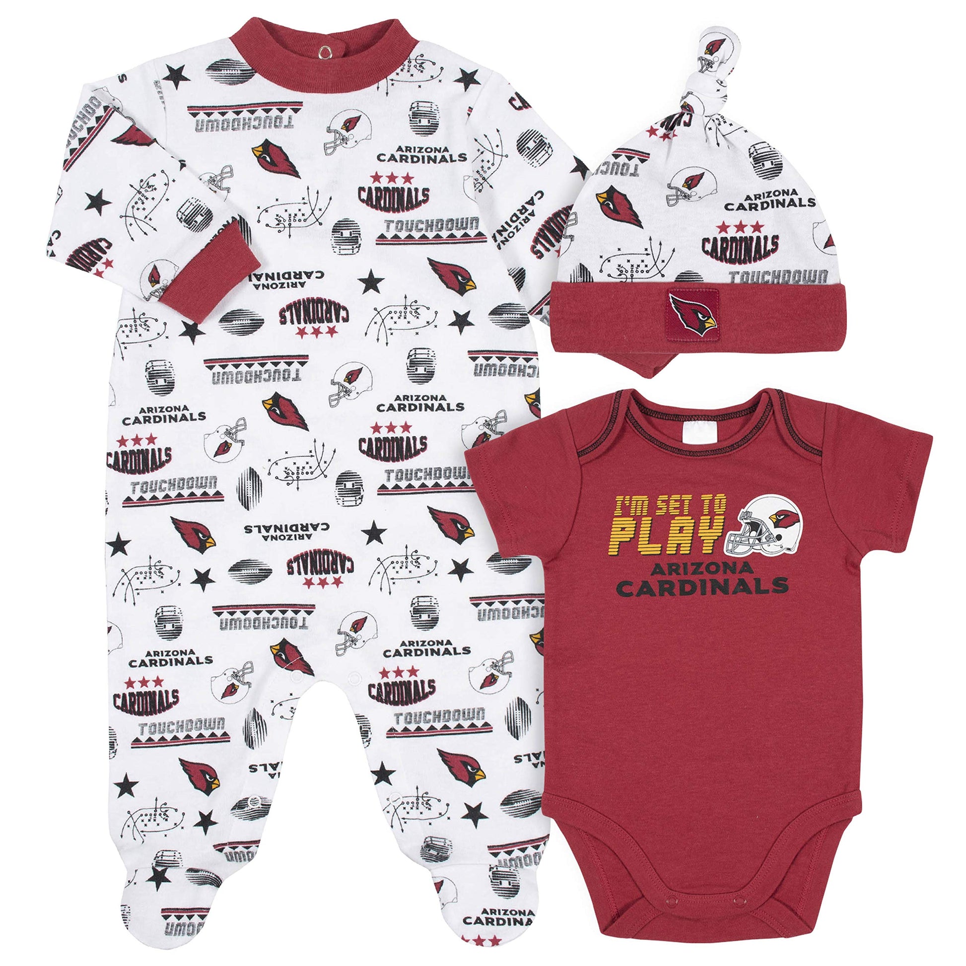 Nfl San Francisco 49Ers 3 Pack Bodysuit Sleep N Play Footie Cap Registry Gift Set, Red San Francisco 49Ers New, 0-3 Months