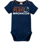 Gerber Nfl Denver Broncos 3 Pack Bodysuit Sleep N Play Footie Cap Registry Gift Set, Blue/White/Orange Denver Broncos, 3-6M