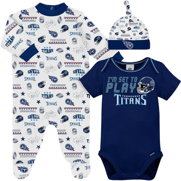Gerber Nfl Baby Boys' 3-Piece Bodysuit, Sleep 'N Play, & Cap Set, Tennessee Titans, 6-9 Months