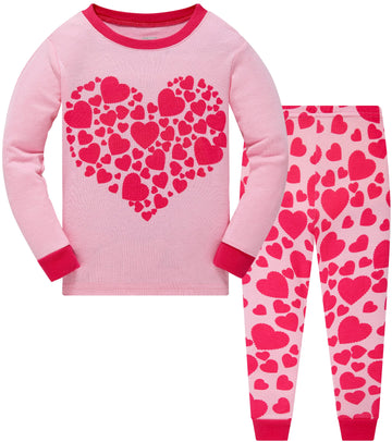 Baby Girls Heart Pajamas 100% Cotton Love Pjs 2 Piece Long Sleeve Sleepwears Toddler Clothes Valentines Day Kids Heart Shirt 3T/