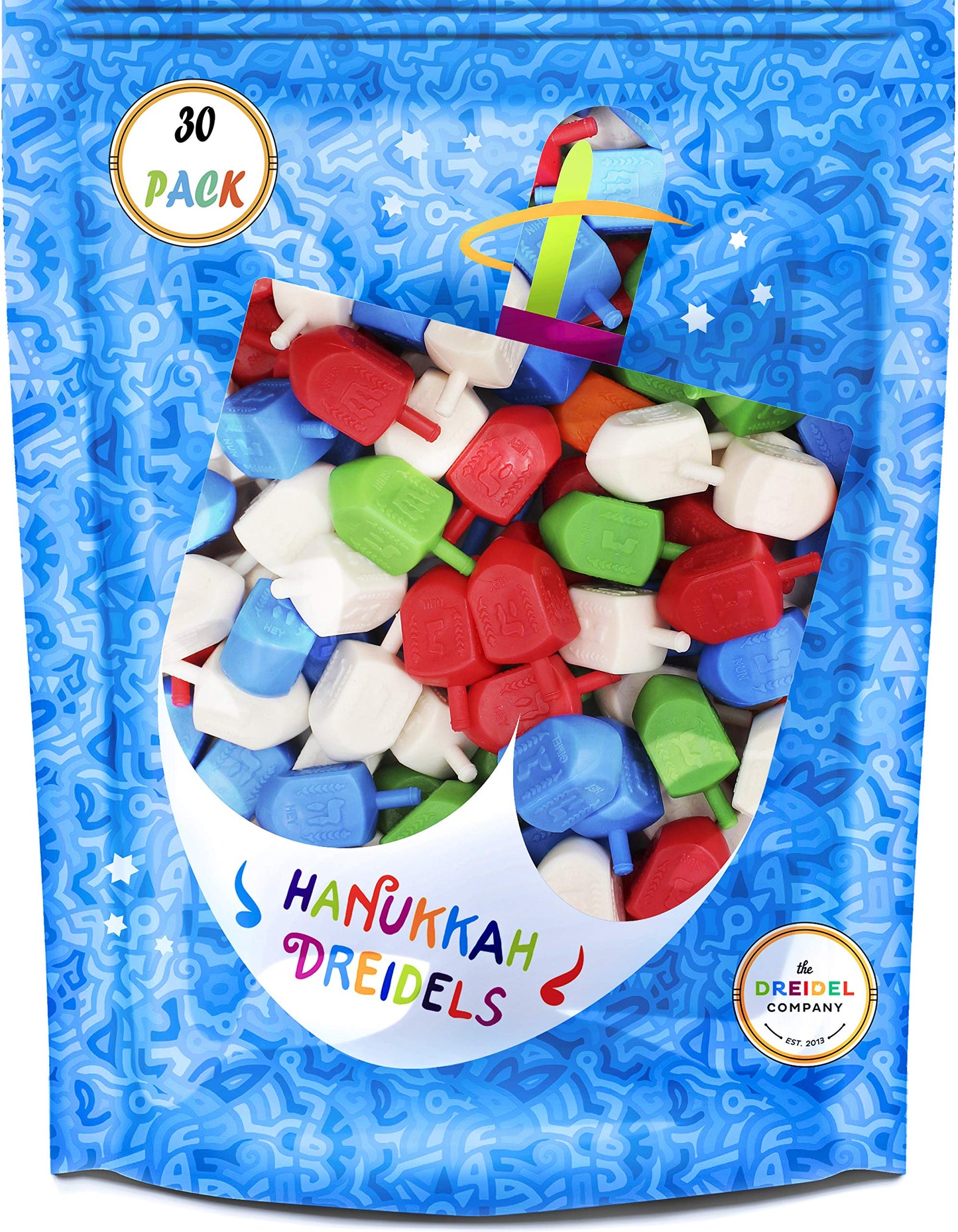 The Dreidel Company Hanukkah Dreidels Multicolor Plastic Chanuka Dreidels With English Transliteration - Includes Dreidel Game I