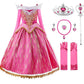 Jerrisapparel Girls Pink Princess Costume Halloween Cosplay Party Dress Up (Pink With Accessories, 6)