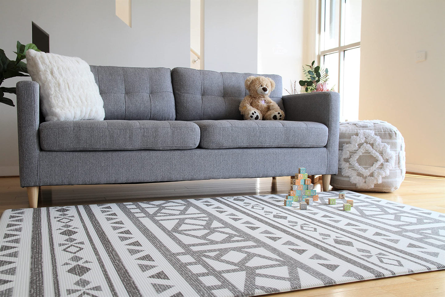 Cushmat Stylish Reversible Foam Play Mat (Large, Crystals - Blue Charcoal) - Soft, Waterproof, Durable Play Mat For Infants, Bab