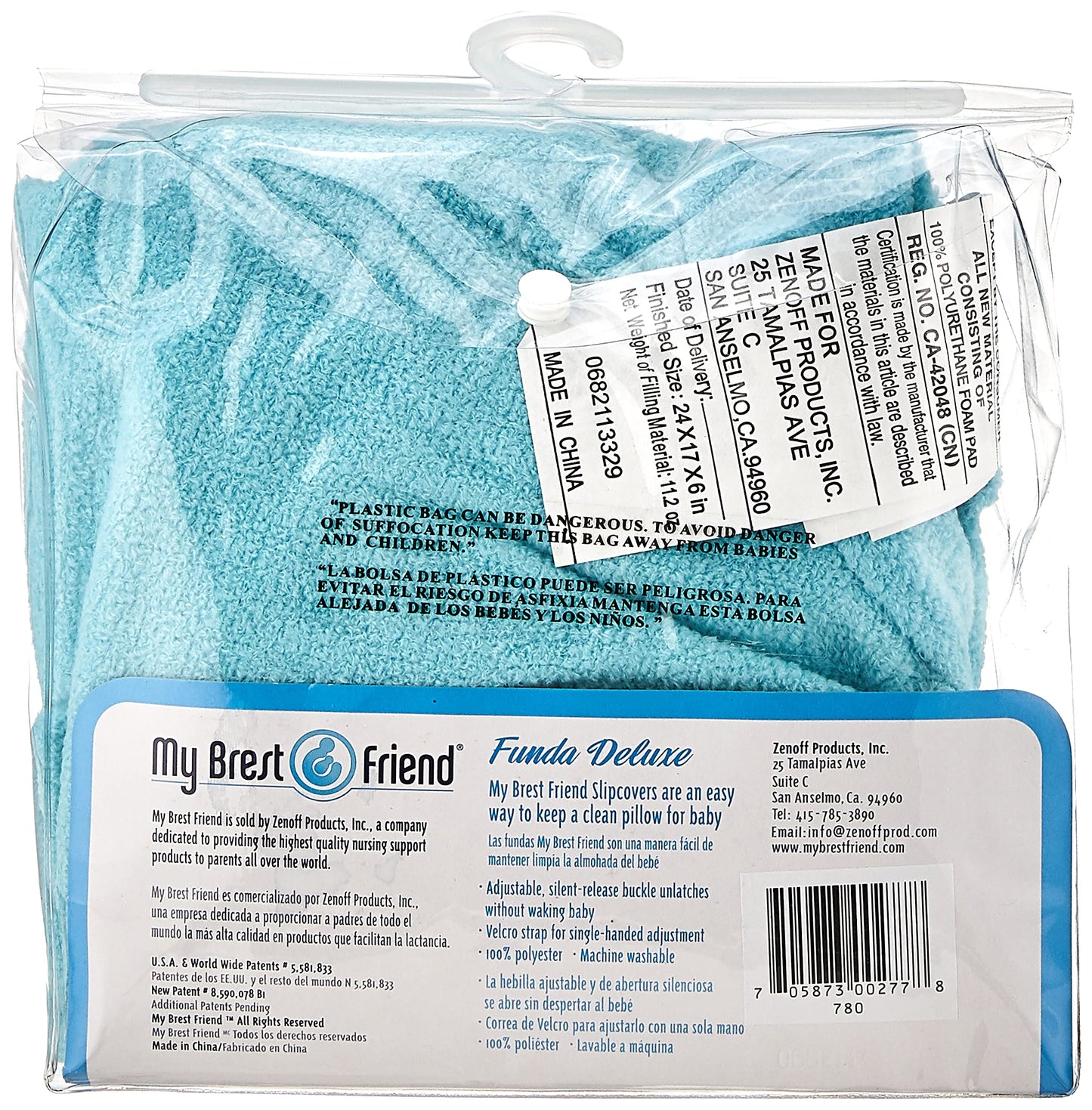 My Brest Friend Deluxe Nursing Pillow Slipcover Sleeve | Great For Breastfeeding Moms | Pillow Not Included, Aqua