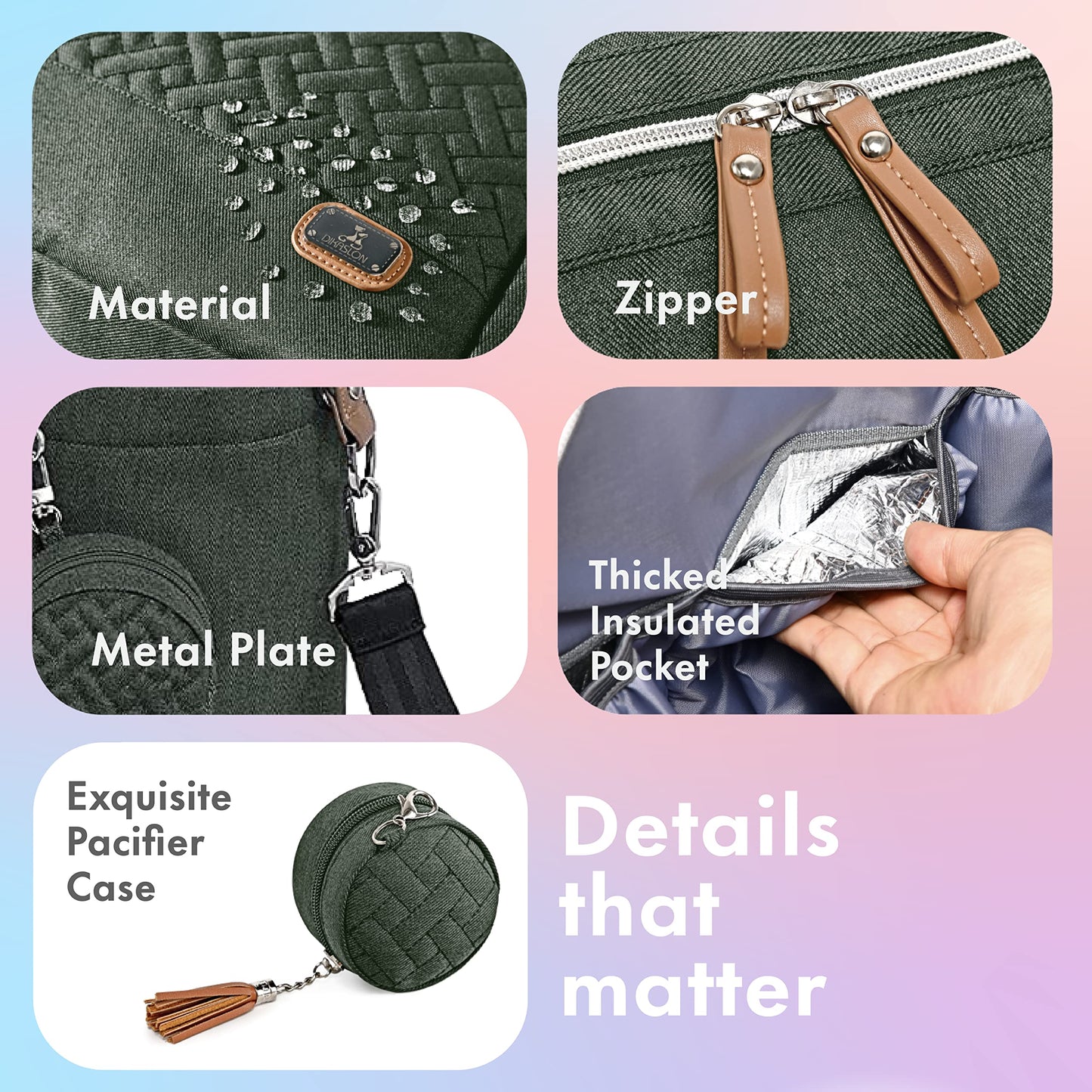 Dikaslon Diaper Bag Tote, Large Travel diaper tote for Mom and Dad, Multifunction baby tote bag for Boys and Girls with Pacifier