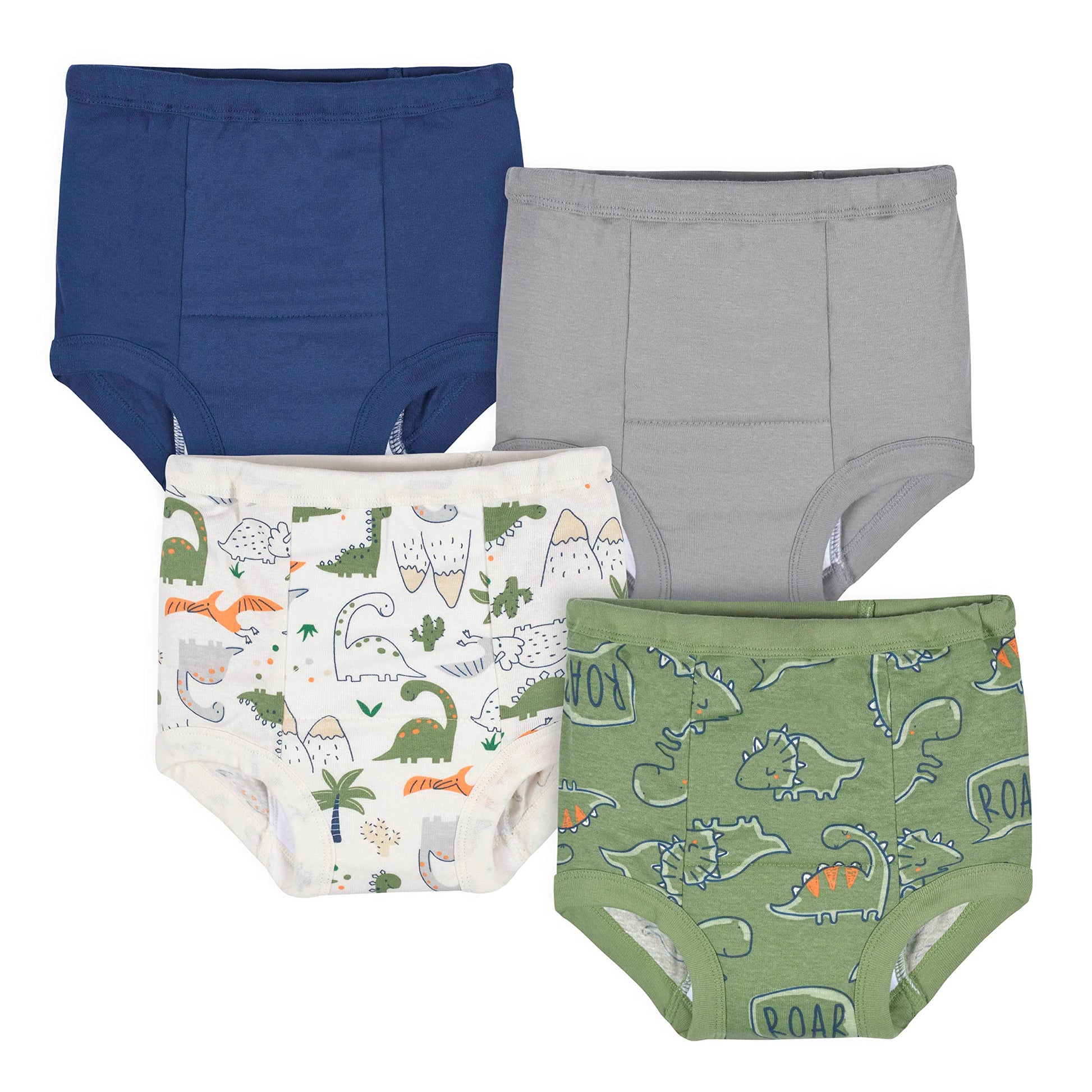 Gerber Baby Boys Infant Toddler 4 Pack Potty Training Pants Underwear Dino Green And Navy 3T