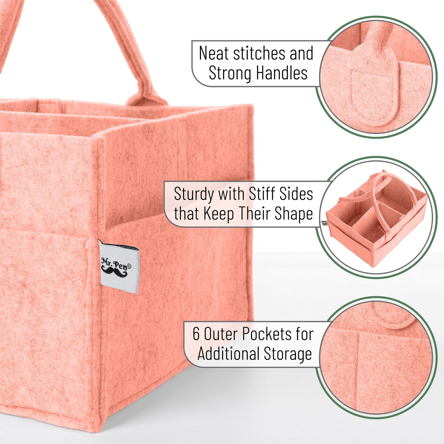 Mr. Pen- Baby Diaper Caddy Organizer, Coral, Baby Organizer, Car Diaper Caddy, Baby Caddy Organizer, Portable Diaper Caddy, Diap