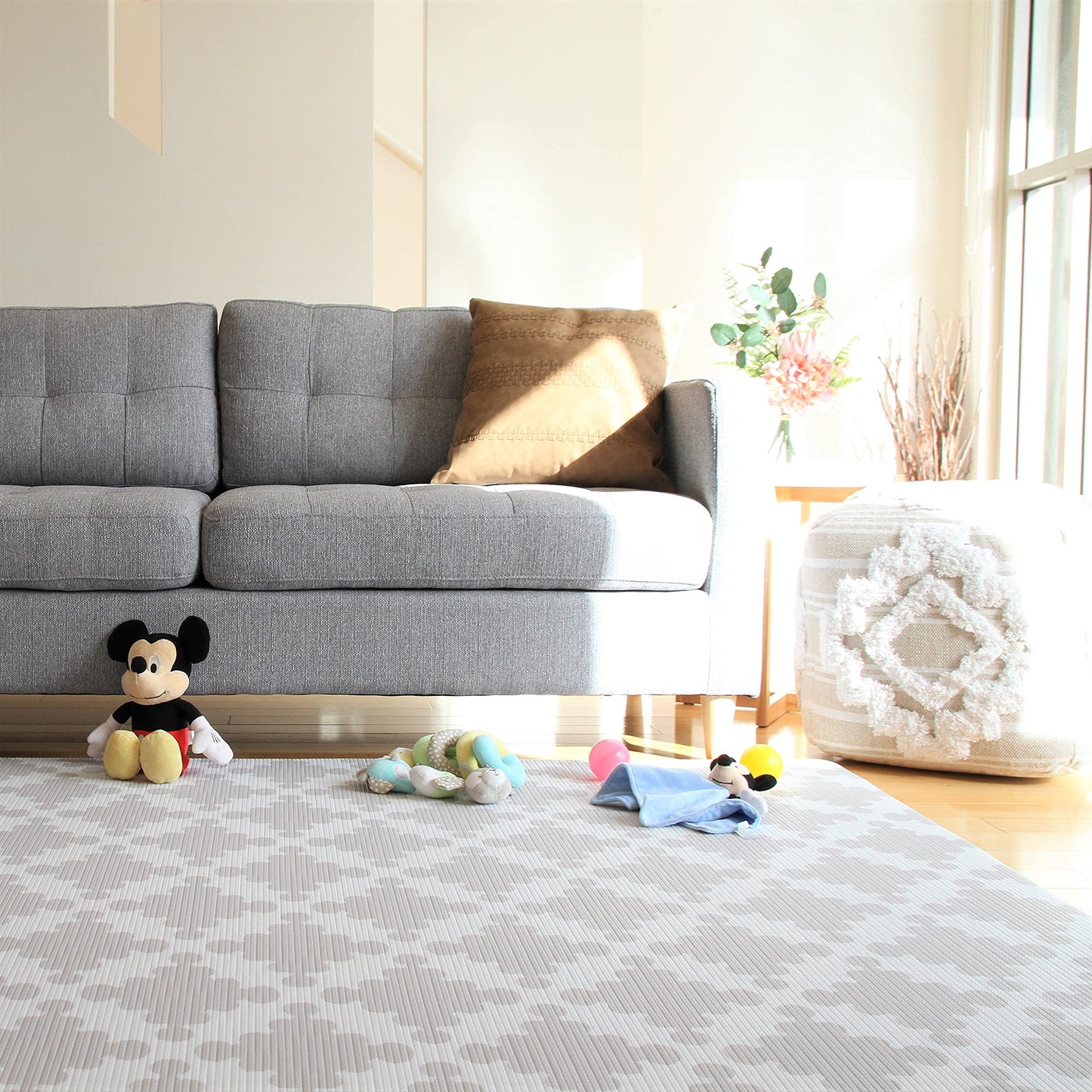 Cushmat Stylish Reversible Foam Play Mat (Large, Luxe Dark - Gray Star) - Soft, Waterproof, Durable Play Mat For Infants, Babies