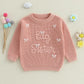 Amnnchya Toddler Infant Baby Girl Knit Sweater Big Sister Little Sister Matching Outfits Long Sleeve Pullover Sweatshirt (Pink B
