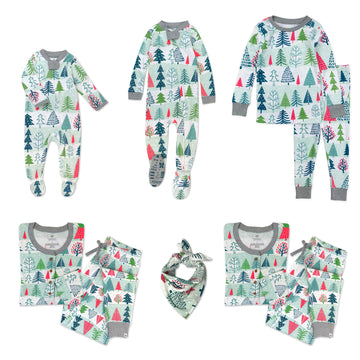 Honestbaby Baby-Kids Organic Cotton Holiday Family Jammies, Feelin' Pine, 2-Piece Pajama Set Small