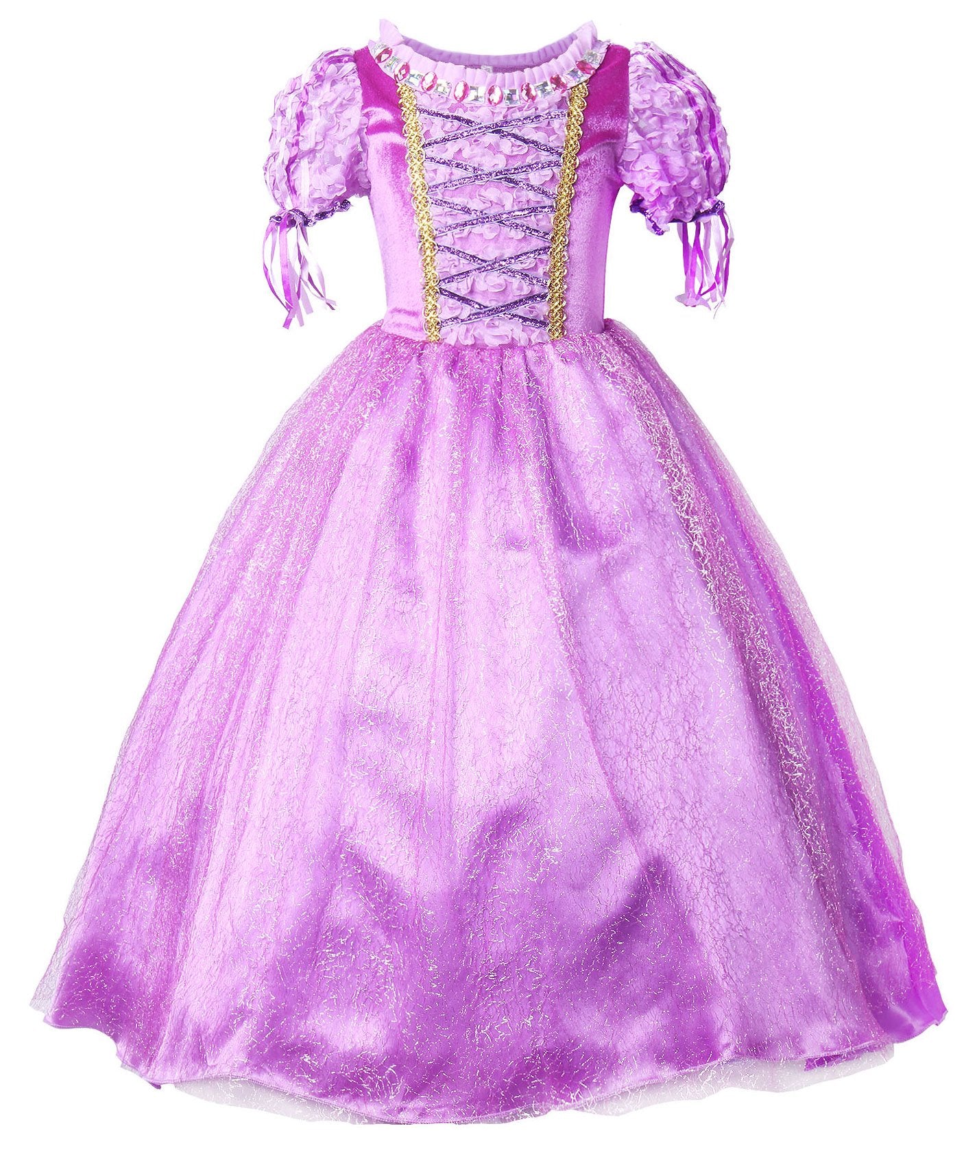 Jerrisapparel Girls Halloween Princess Costume Christmas Birthday Party Dress (9-10, Purple With Accessories)