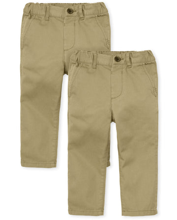The Children'S Place Baby Boys And Toddler Skinny Chino Pants, Flax 2 Pack, 3T Us