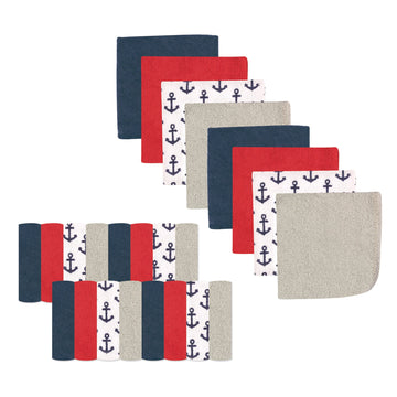 Luvable Friends Unisex Baby Super Soft Bundle Washcloths, Anchor, One Size