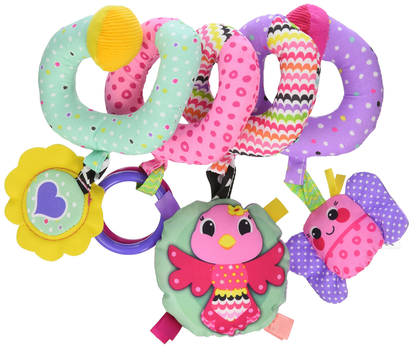 Infantino Stretch & Spiral Activity Toy - Textured Play Activity Toy for Sensory Exploration and Engagement, Ages 0 and Up, Pink