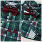 Yallet Toddler Baby Boy Clothes Suit Gentleman Outfits Formal Dress Shirt + Bowtie + Suspender Pants Wedding Party(L Red-Checker