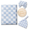 Miaoberry Checkered Muslin Swaddle Set, 100% Organic Cotton, Mist Blue