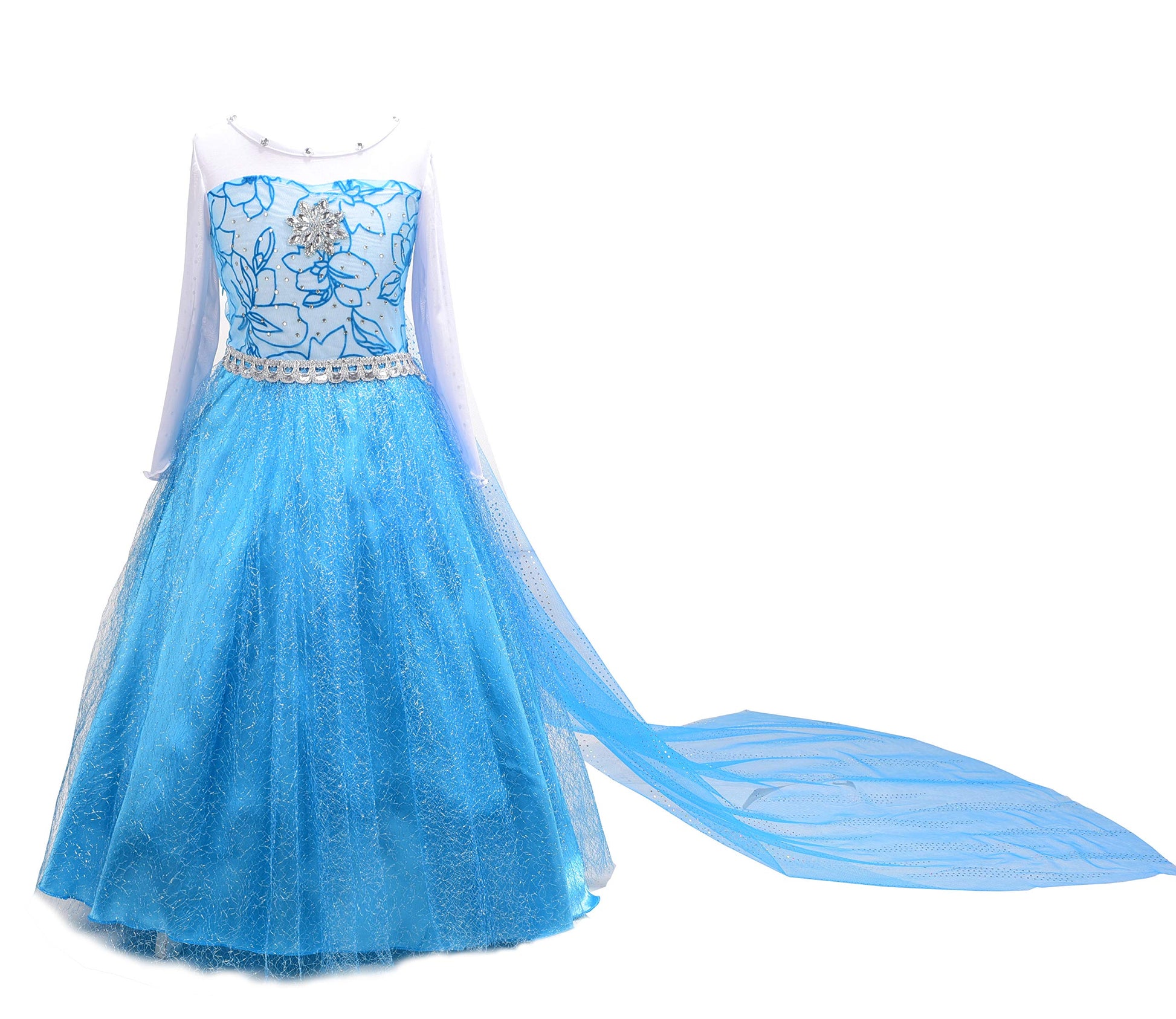 Dressy Daisy Little Girls' Ice Princess Costume Dresses Birthday Halloween Christmas Fancy Party Outfit With Long Detachable Tra