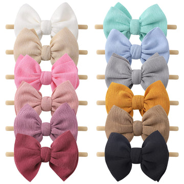 Yoyokid 3Pcs Baby Girl Bows Headband, 4' Christmas Hair Bows Headbands Elastic Nylon Hairbands For Newborn Kids Infants Toddler