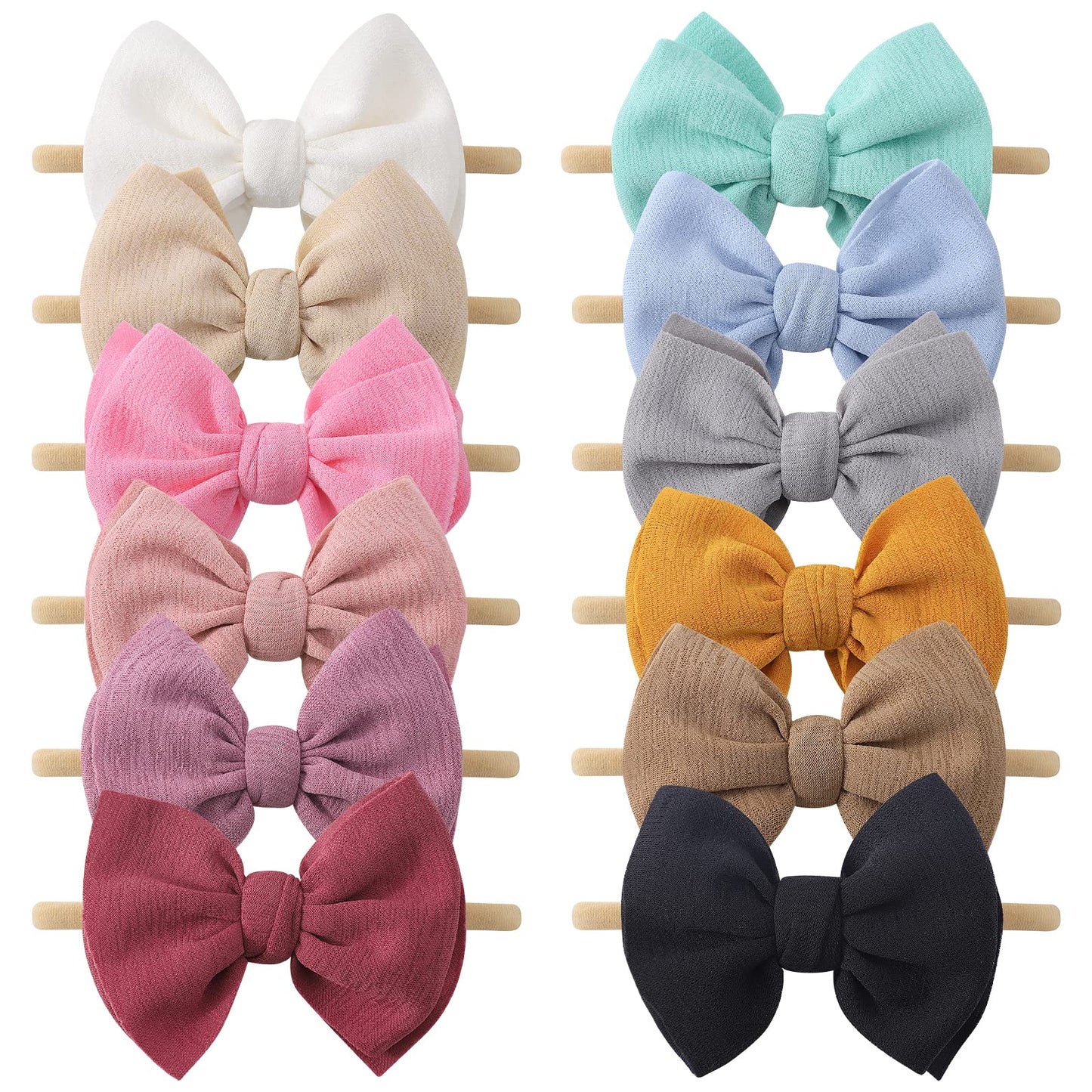 Yoyokid 12 Pcs Hairband With Baby Girl Bows Soft Nylon Baby Headbands And Bows Hair Accessories For Newborn Infant Toddlers Kids