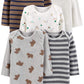 Simple Joys By Carter'S Baby Boys' 5-Pack Long-Sleeve Bodysuit, Bear/Forest Animals/Stripe, Preemie