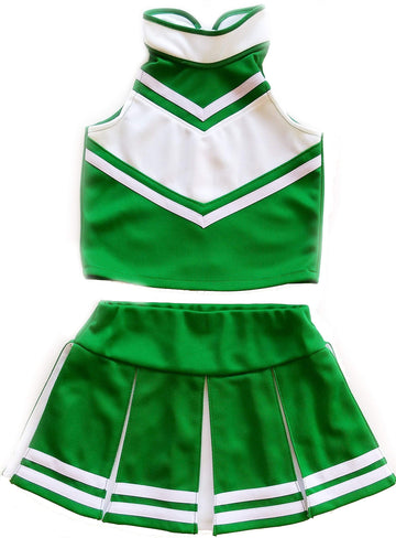 Total 2550 Little Girls' Cheerleader Cheerleading Outfit Uniform Costume Cosplay Green/White (M / 5-8)