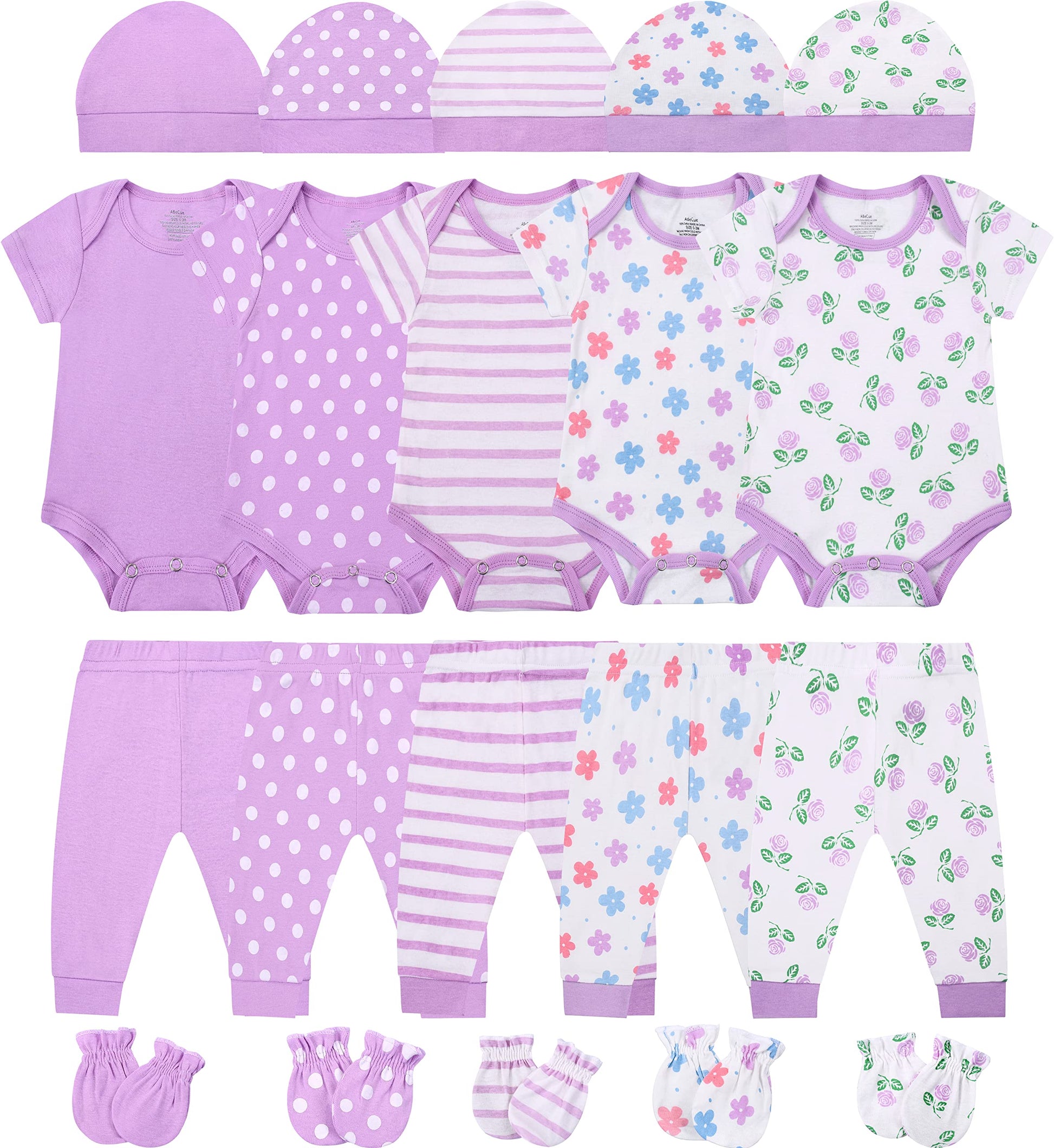 Abecue Baby Girl Layette Essentials Sets Infant Gift Newborn Clothes Set Mediumorchid 3-6 Months