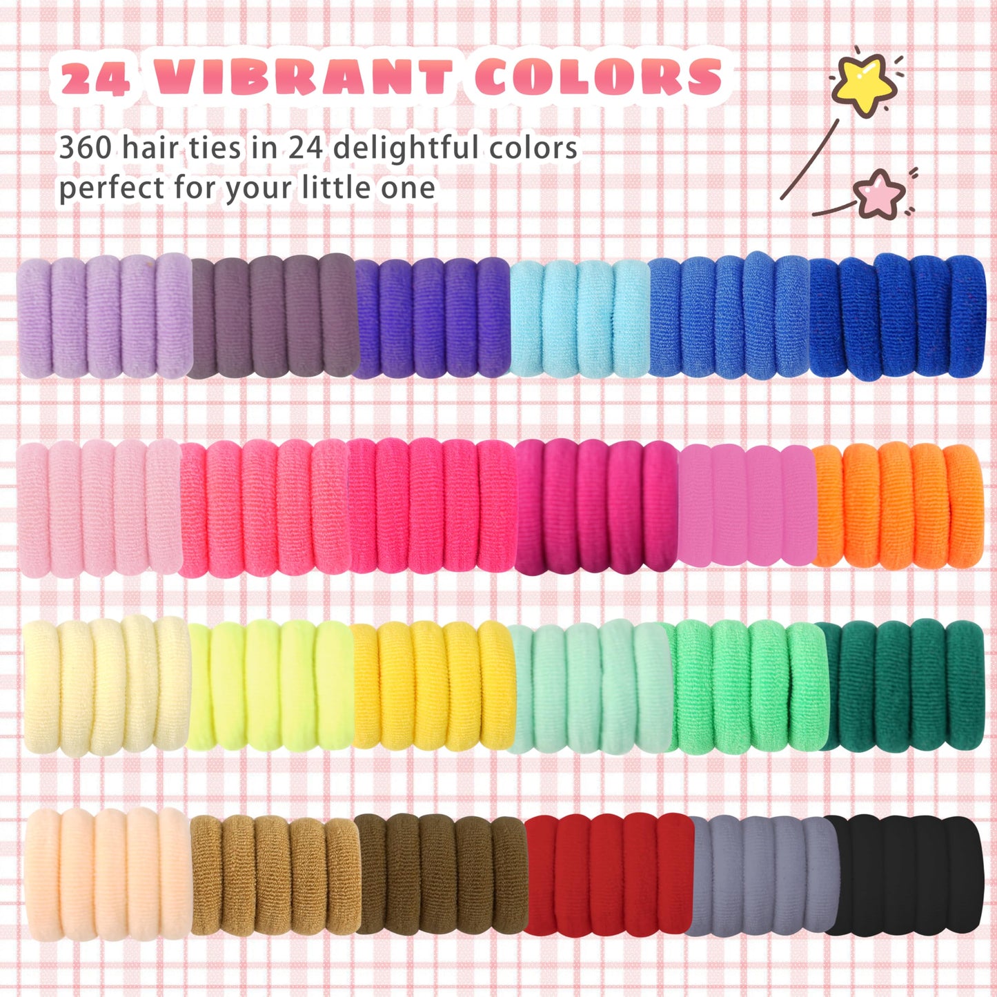 360 Pcs Baby Hair Ties, 24 Colors Cotton Toddler Hair Ties With Organizer Box, 1 Inch Seamless Baby Hair Bands For Toddler Girls