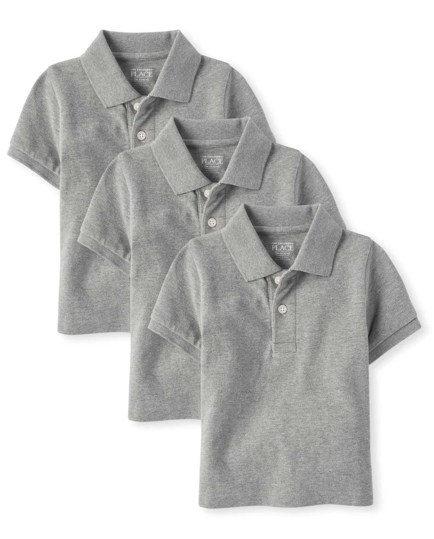 The Children'S Place Baby Boy'S Multipack Short Sleeve Pique Polos, Smoke 3-Pack