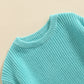 Infant Toddler Baby Girl Boy Knit Sweater Pullover Sweatshirt Warm Long Sleeve Shirt Tops Knitted Fall Winter Clothes (Cyan, 2-3