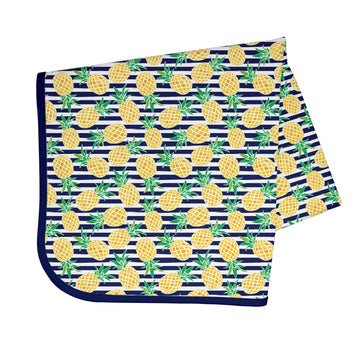 Bapronbaby Summer Stripes Pineapple Splash Mat - Waterproof Catch-All For Under High Chairs, Floors, Tables, Playtime Or Arts &
