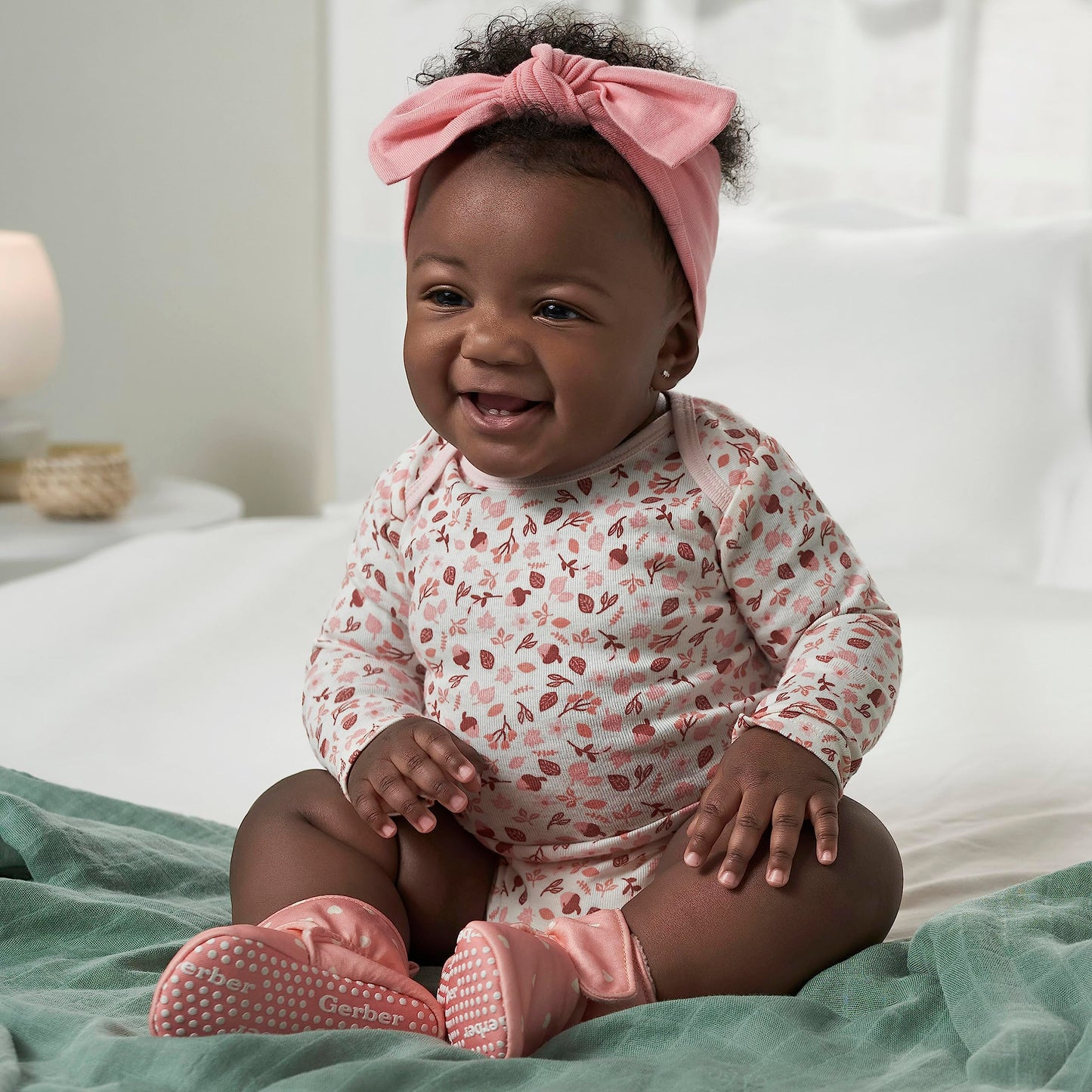 Gerber Baby Girl'S 6-Pack Long-Sleeve Onesies Bodysuits, Leaves