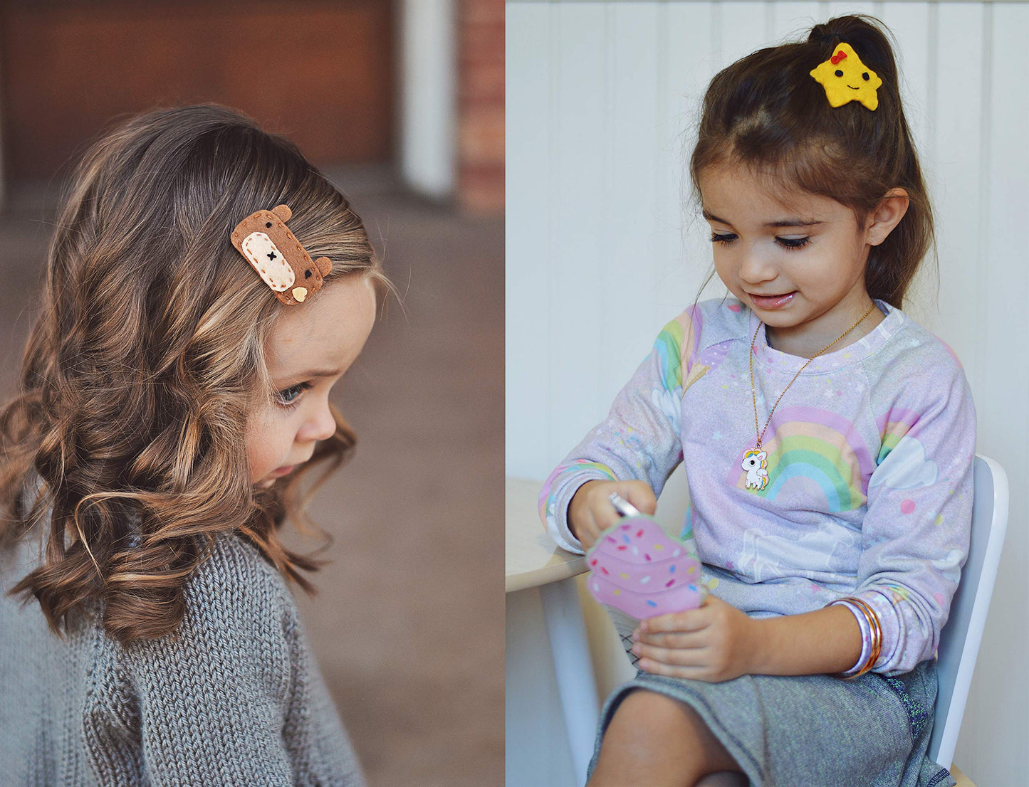 Girl'S Felt Hair Snaps, Set Of 4,Non-Slip (Whimsy Snap)