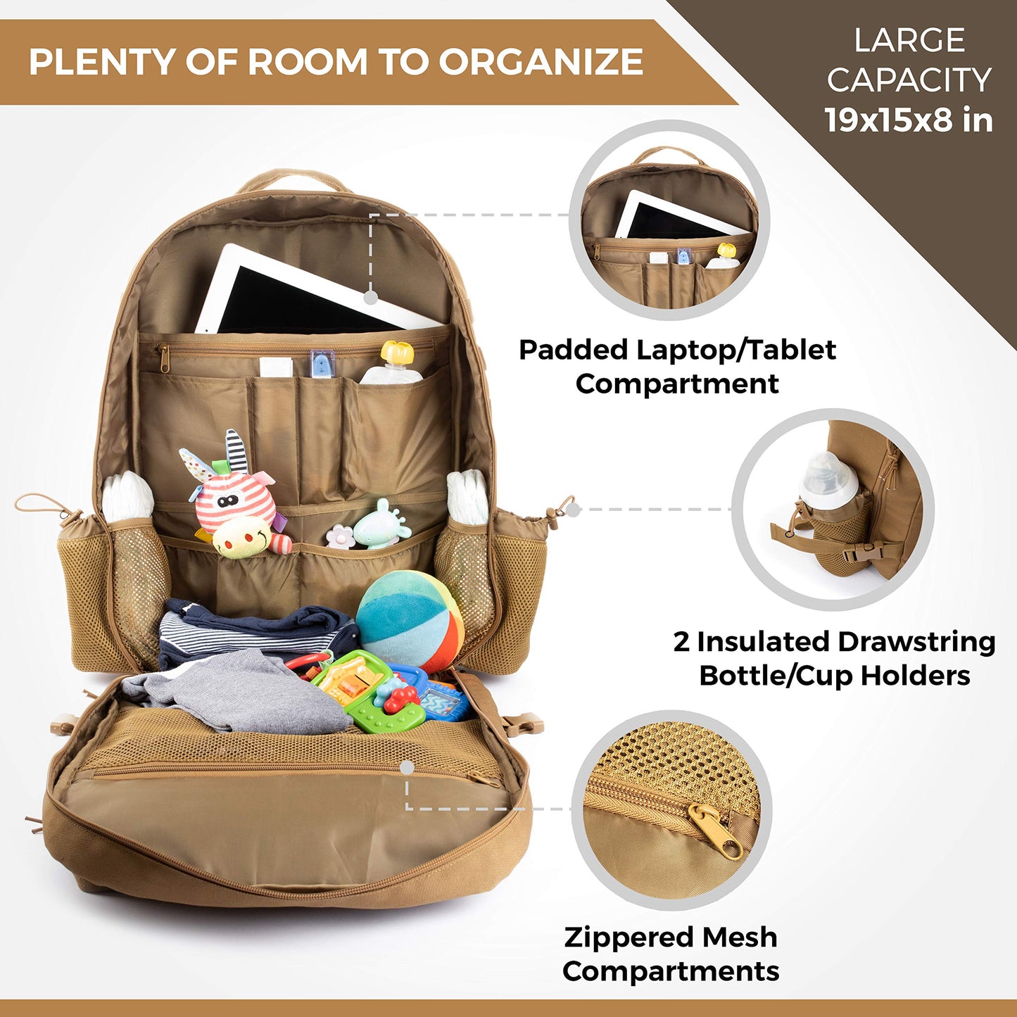 T.O.M Horizons Sling Diaper Bag For Dad; Single-Handed Diaper Changing System. Waterproof Changing Pad, Insulated Bottle Pouches