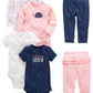 Simple Joys by Carters Baby Girls 6-Piece Bodysuits (Short and Long Sleeve) and Pants Set, Multicolor/Dots/Floral/Hearts/Turtle