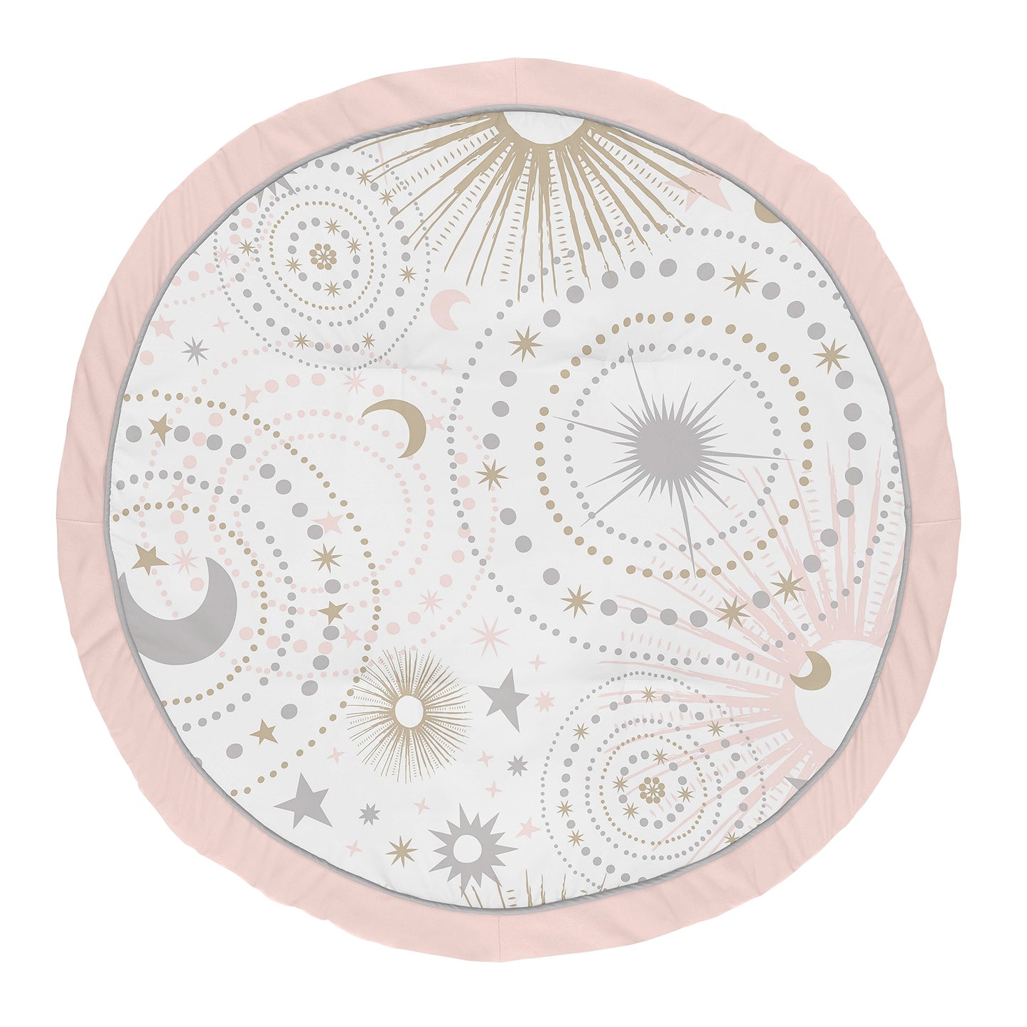 Sweet Jojo Designs Blush Pink, Gold And Grey Star And Moon Playmat Tummy Time Baby And Infant Play Mat For Celestial Collection