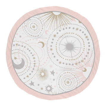Sweet Jojo Designs Blush Pink, Gold And Grey Star And Moon Playmat Tummy Time Baby And Infant Play Mat For Celestial Collection