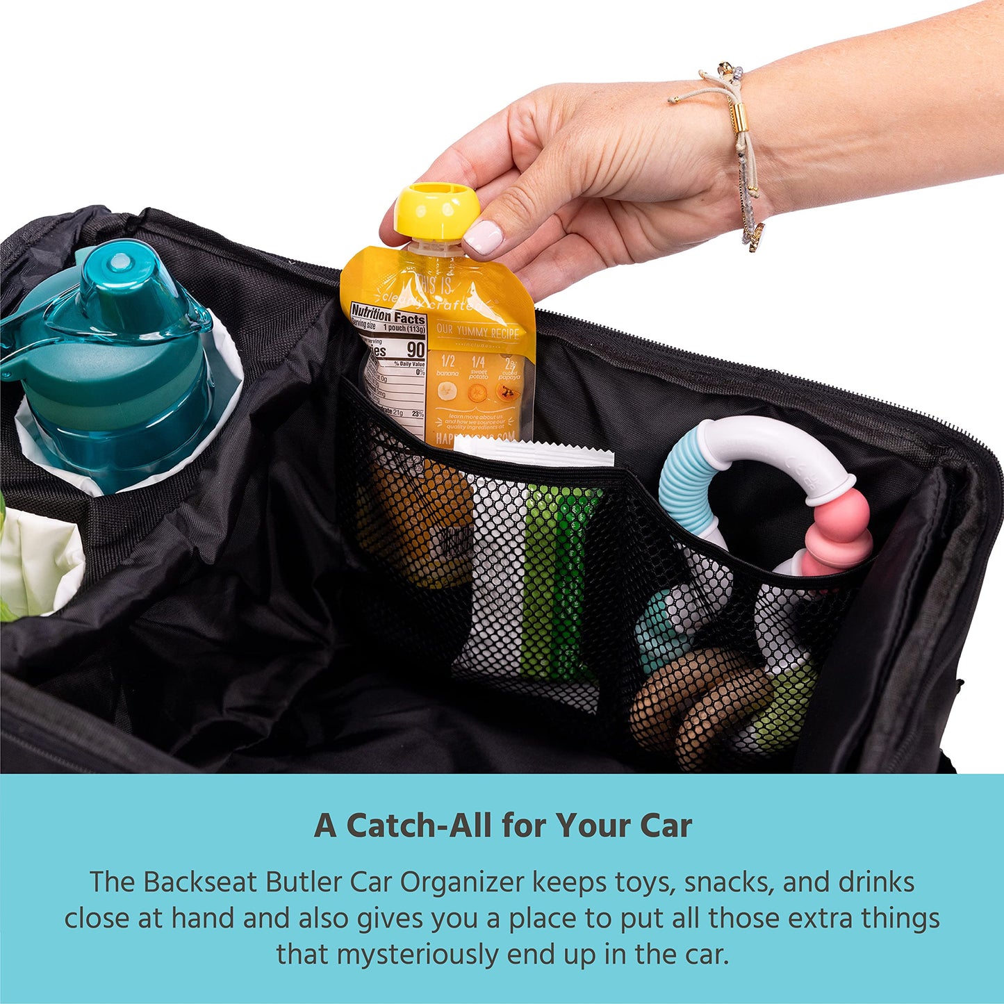 J.L. Childress Backseat Butler Car Seat Organizer - Cup Holders And Storage For Front, Back, Passenger Seats, Trunk - Travel Roa