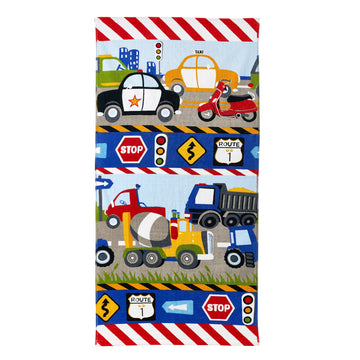 Dream Factory Trains And Trucks 100% Cotton Kids Girls Boys Bath Towel For Bathroom, 20Wx50L, Yellow