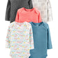 Simple Joys By Carter'S Baby Girls' 5-Pack Long-Sleeve Bodysuit, Dots/Floral/Hearts/Owl, 6-9 Months