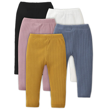 U.Nikaka Unisex Baby 5-Pack Pants In Grey White Black Orange And Pink, 3-4 Years