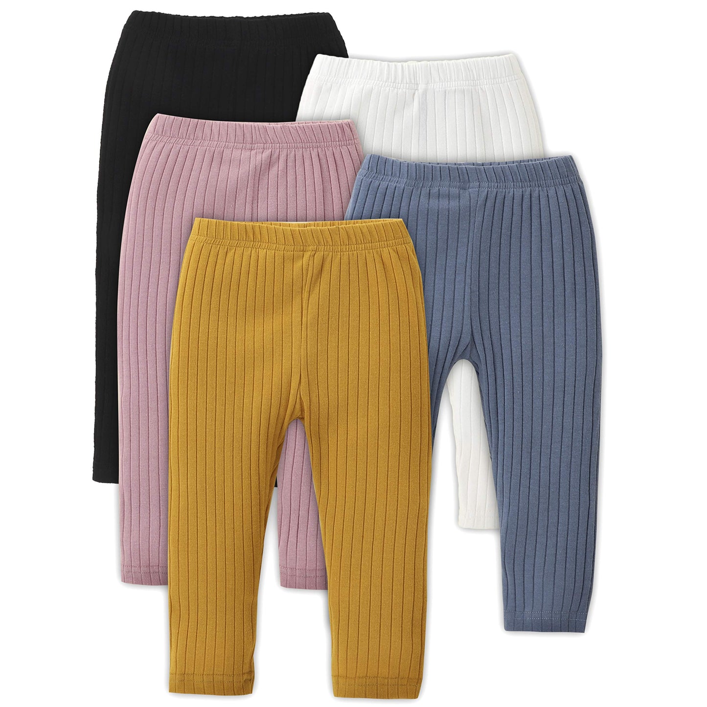U.Nikaka Unisex Baby 2-3 Years 5-Pack Pants In Grey White Black Orange And Pink
