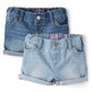 The Childrens Place,and Toddler Girls Denim Midi Shorts,Lily Wash,18-24 Monts