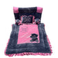 Pinks And Blues Full Sleeping 5 Piece Baby Bedding Set With Two Bear Shape Side Pillows (048 Months) (Grey Pink)